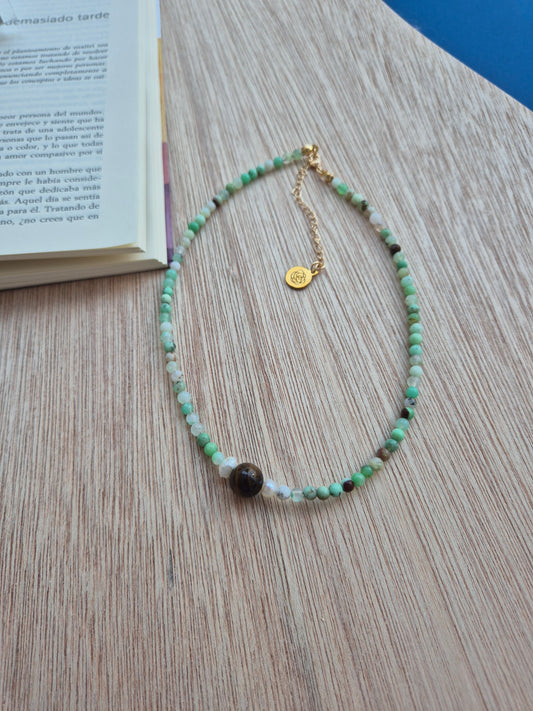 Choker agatha verde y ojo de tigre